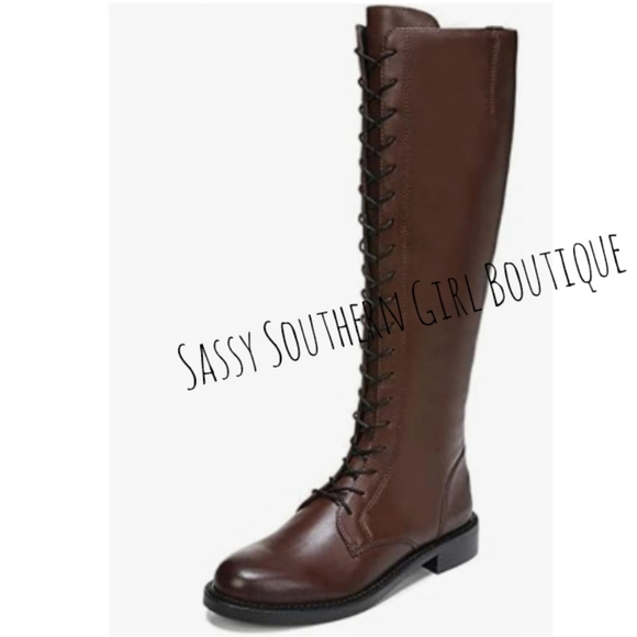 🆕⭐Sam Edelman leather brown lace up tall boots - Picture 3 of 16